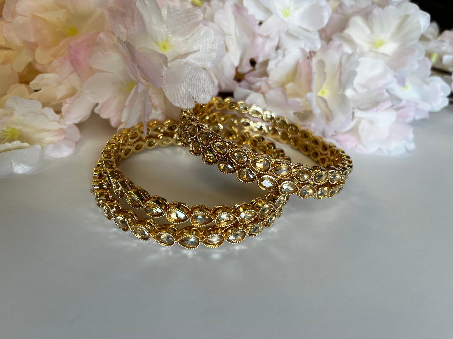 Kundan Gold Bangles- Droplet