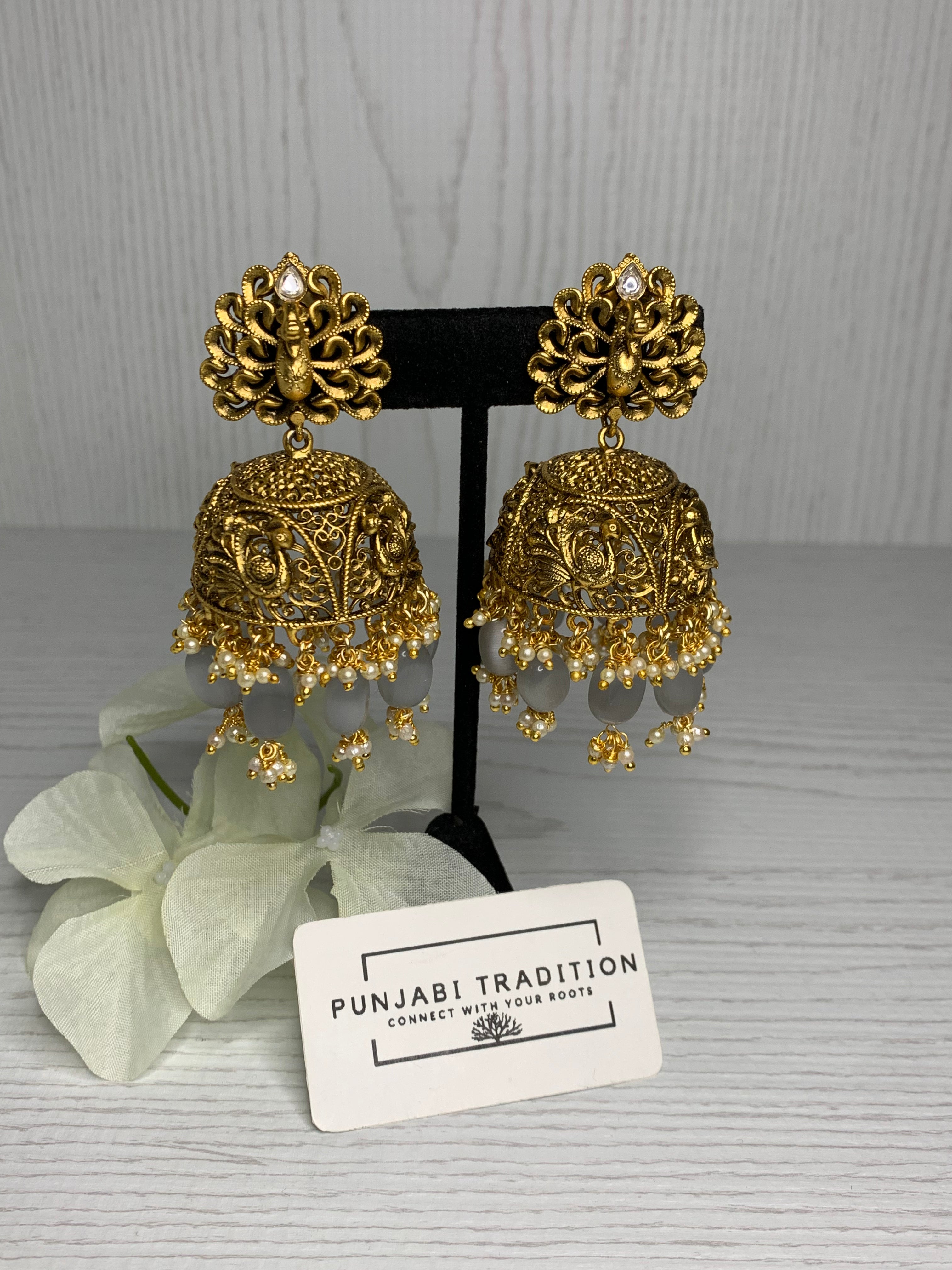 Oxidized Moorni Jhumke