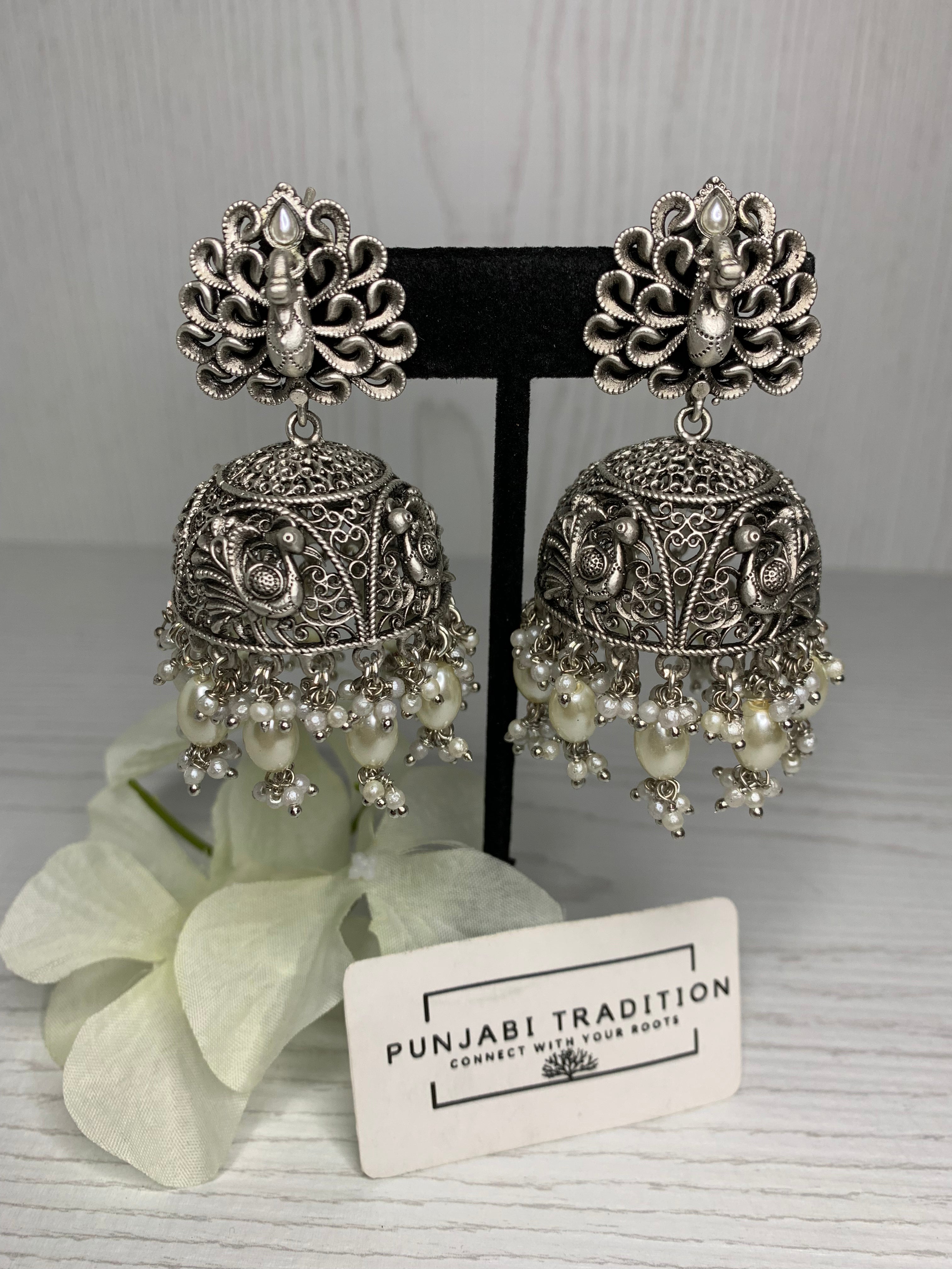 Oxidized Moorni Jhumke