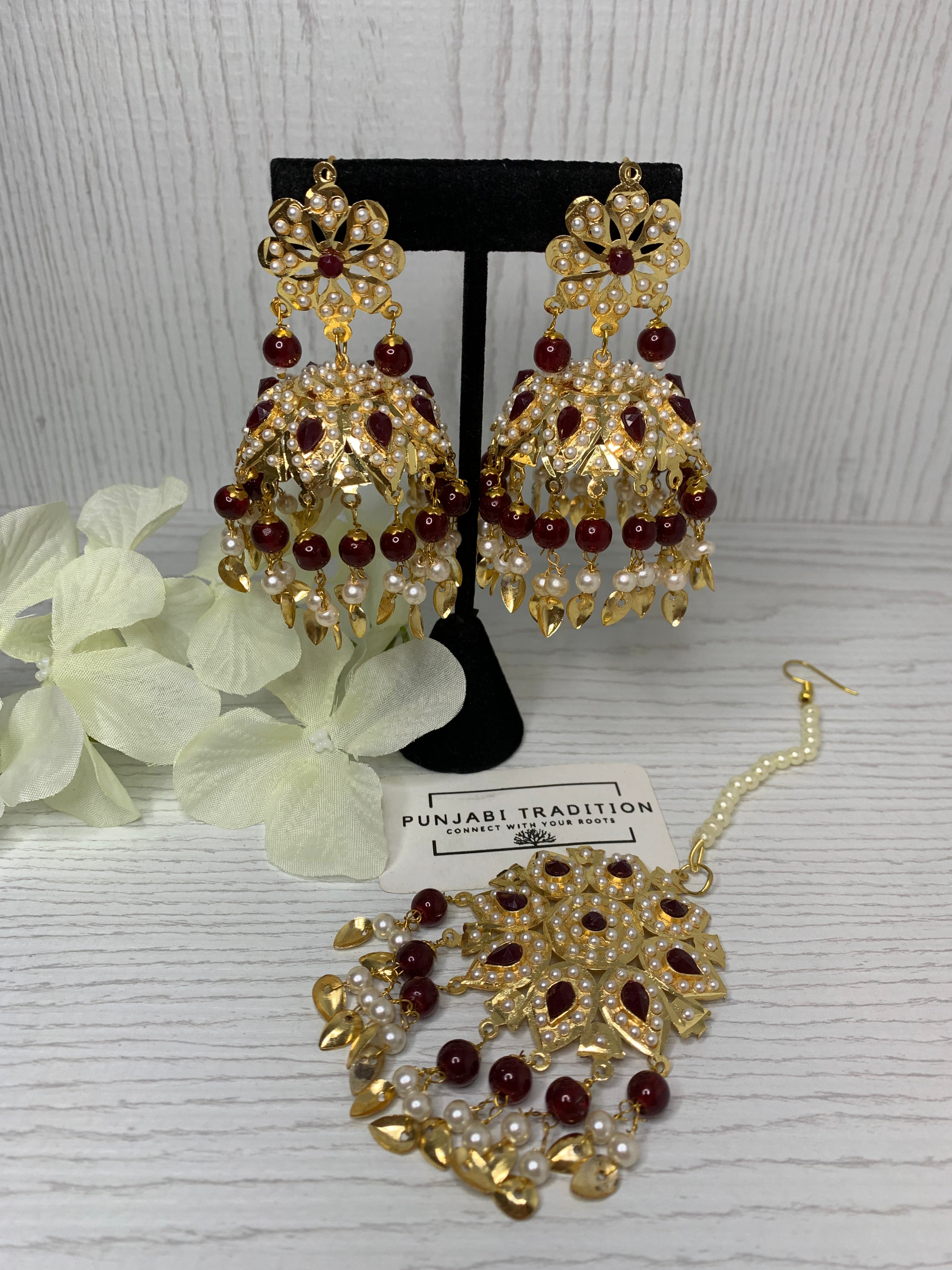 Jadau earrings with Tikka