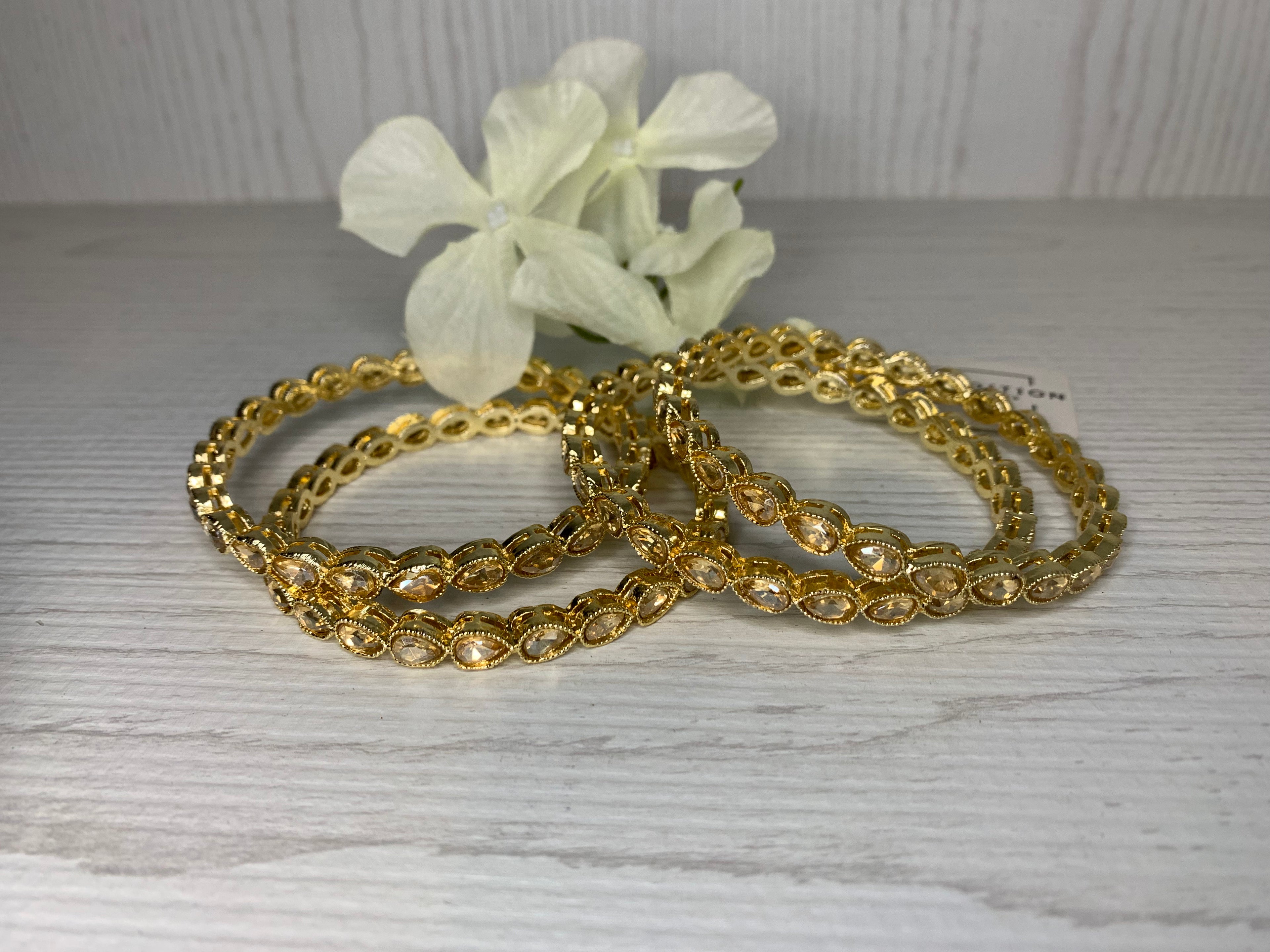 Kundan Gold Bangles- Droplet