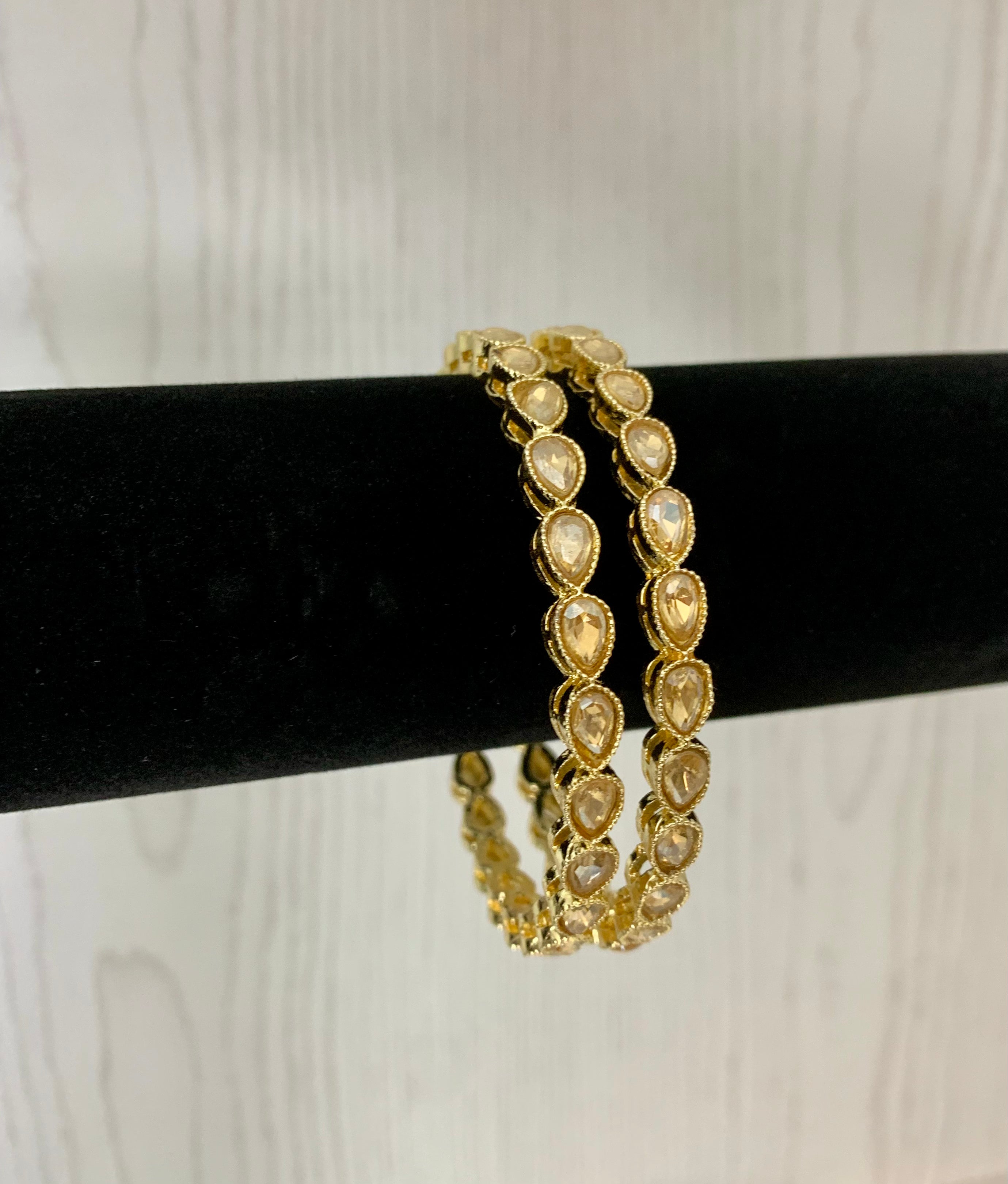 Kundan Gold Bangles- Droplet