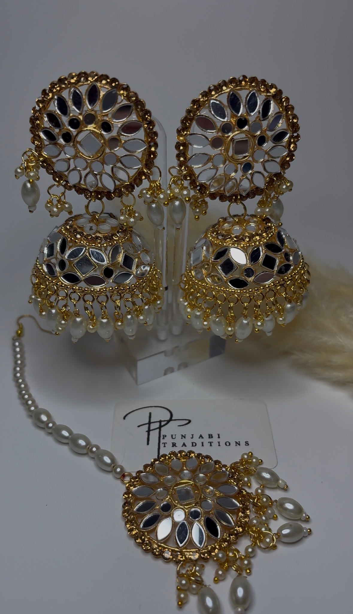 Mehtab - Mirror Big Jhumke Set
