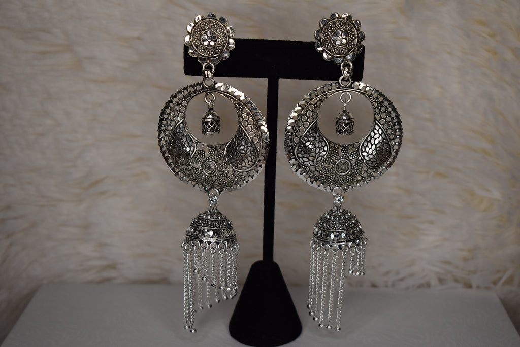 Silver oxidized earrings - Punjabi Traditions